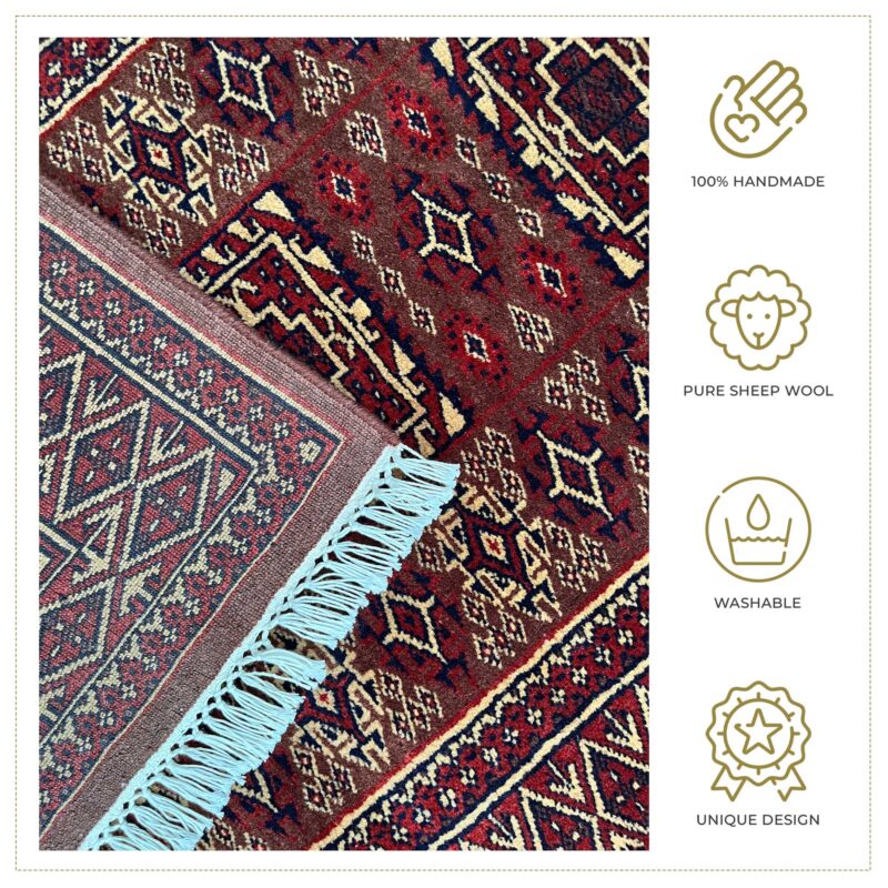3x5 ft Hand Knotted Woolen Rug Brown Dubba - Image 4