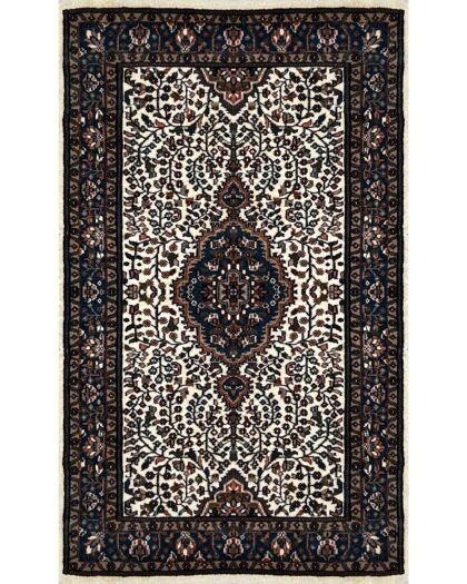 3x5 ft Hand Knotted Wool Rug Whit Indo-Persian