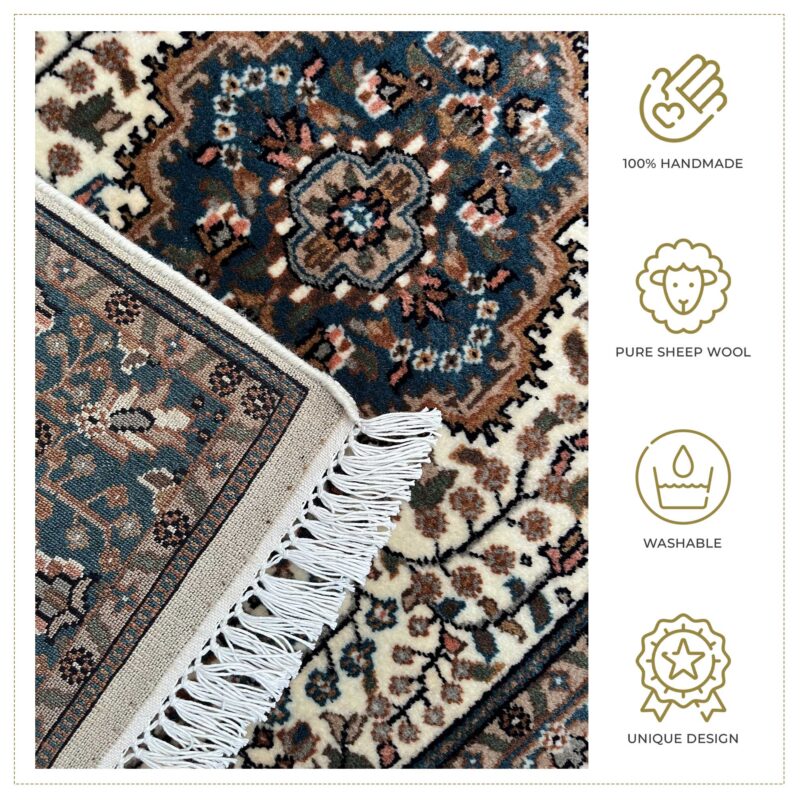 3x5 ft Hand Knotted Wool Rug Whit Indo-Persian - Image 4