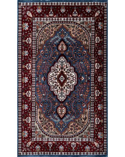 3x5 ft Hand Knotted Wool Rug Bluish-Gray Ground Indo-Persian