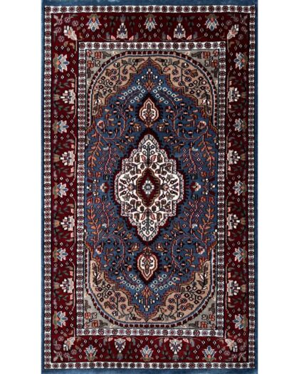 3x5 ft Hand Knotted Wool Rug Bluish-Gray Ground Indo-Persian