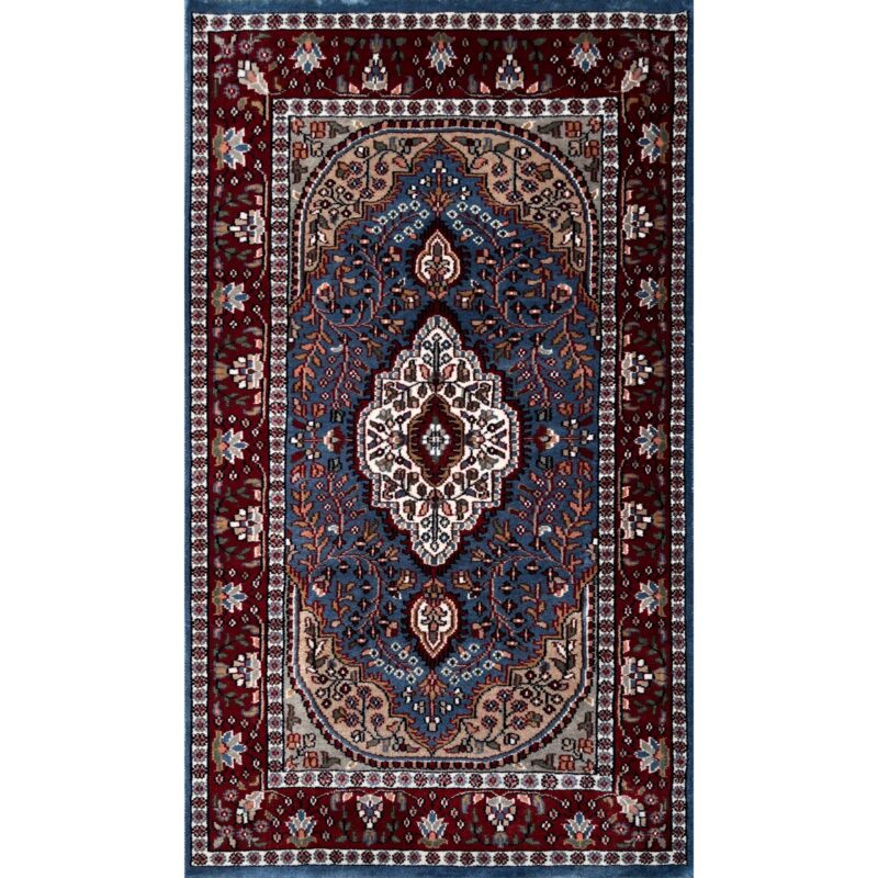 3x5 ft Hand Knotted Wool Rug Bluish-Gray Ground Indo-Persian
