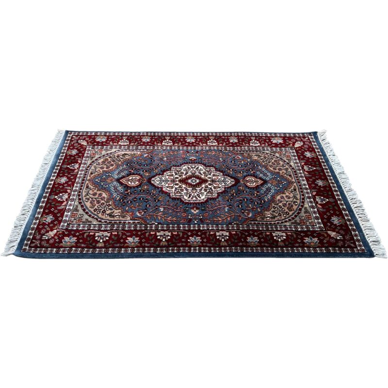 3x5 ft Hand Knotted Wool Rug Bluish-Gray Ground Indo-Persian - Image 7