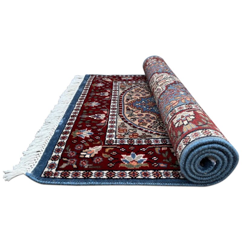 3x5 ft Hand Knotted Wool Rug Bluish-Gray Ground Indo-Persian - Image 3