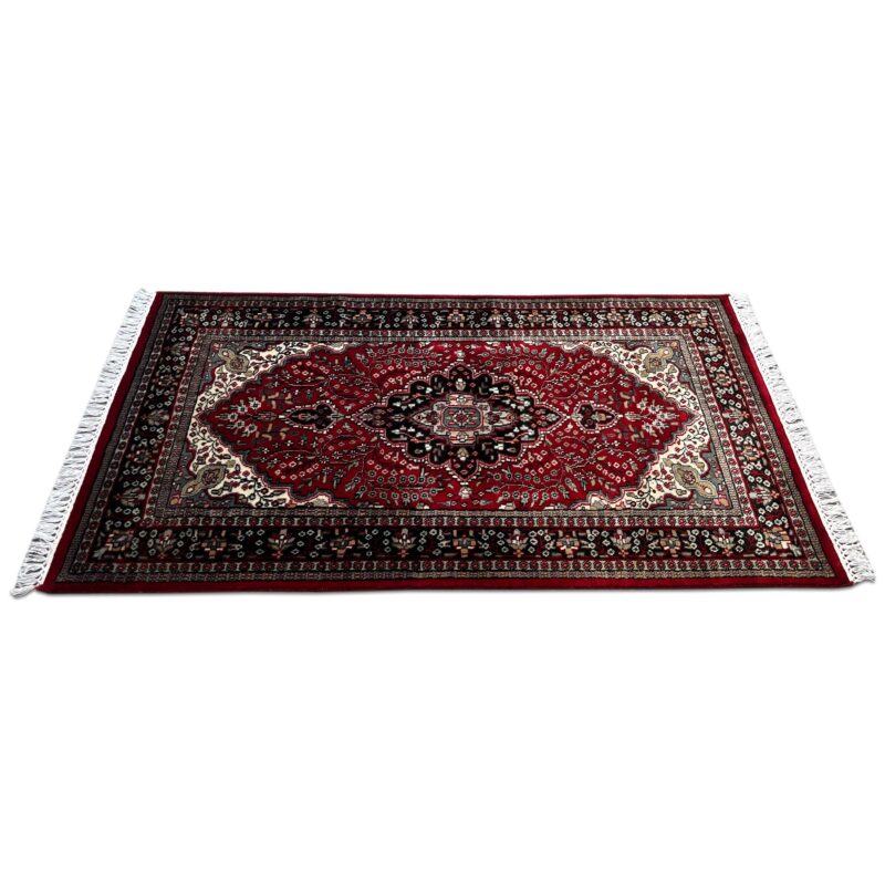 3x5 ft Hand Knotted Persian Rug Wool Maroon - Image 6