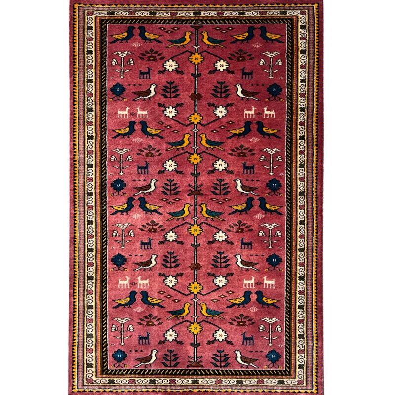 3x5 ft Hand knotted Wool Rug Pigeon Pink