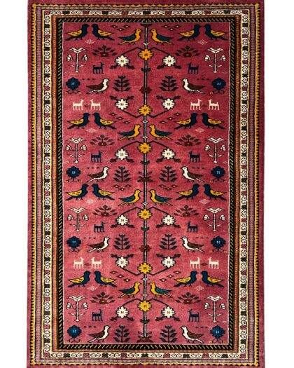 3x5 ft Hand knotted Wool Rug Pigeon Pink