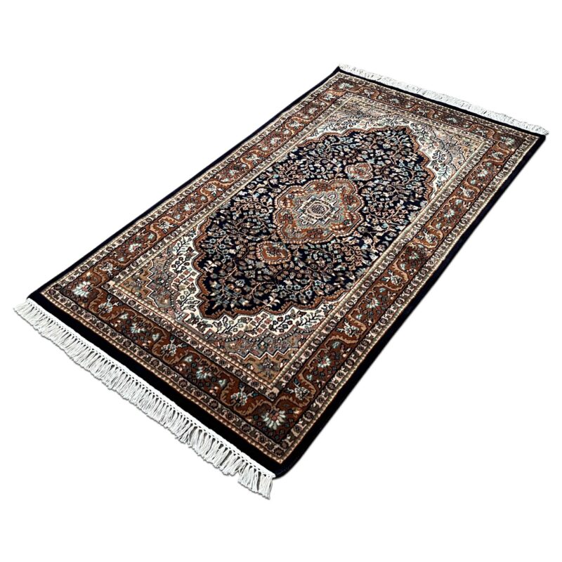 3x5 ft Hand Knotted Wool Rug – Black Indo-Persian Medallion | Classic Oriental Area Rug - Image 5