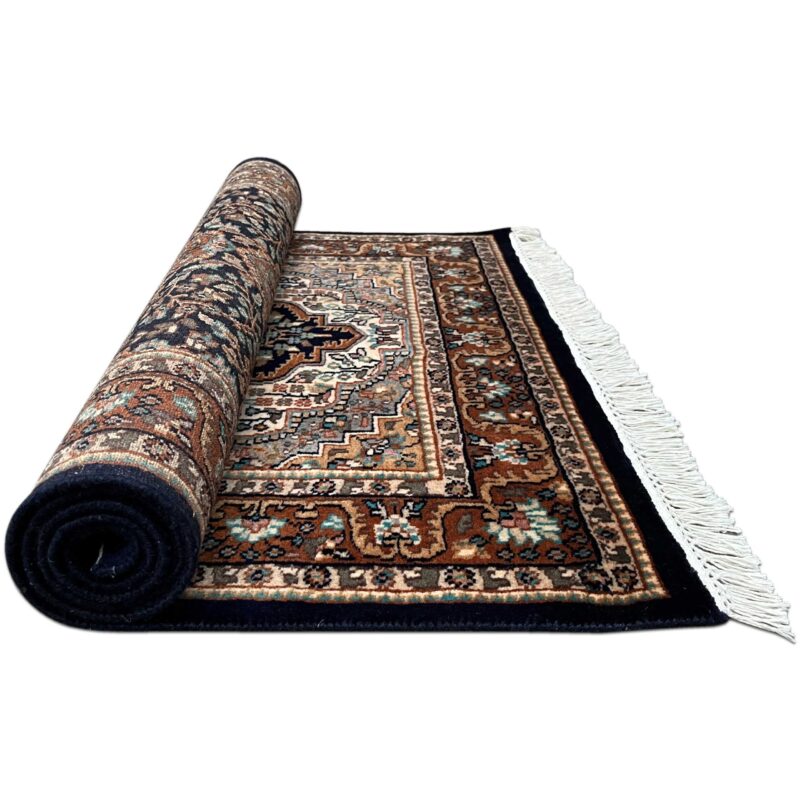 3x5 ft Hand Knotted Wool Rug – Black Indo-Persian Medallion | Classic Oriental Area Rug - Image 3