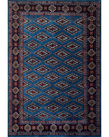 4x6 Blue Hand knotted geometric rug