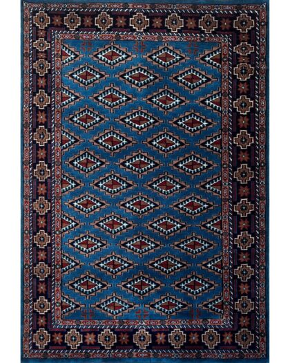 4x6 Blue Hand knotted geometric rug