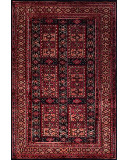 4x6 ft Hand Knotted Woolen Rug Black Dubba