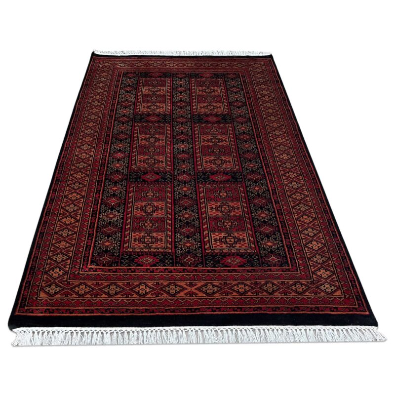 4x6 ft Hand Knotted Woolen Rug Black Dubba - Image 2