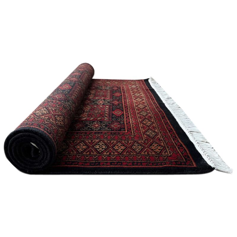 4x6 ft Hand Knotted Woolen Rug Black Dubba - Image 3