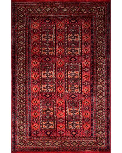 4x6 ft Hand Knotted Wool Rug Red Dubba Tribal