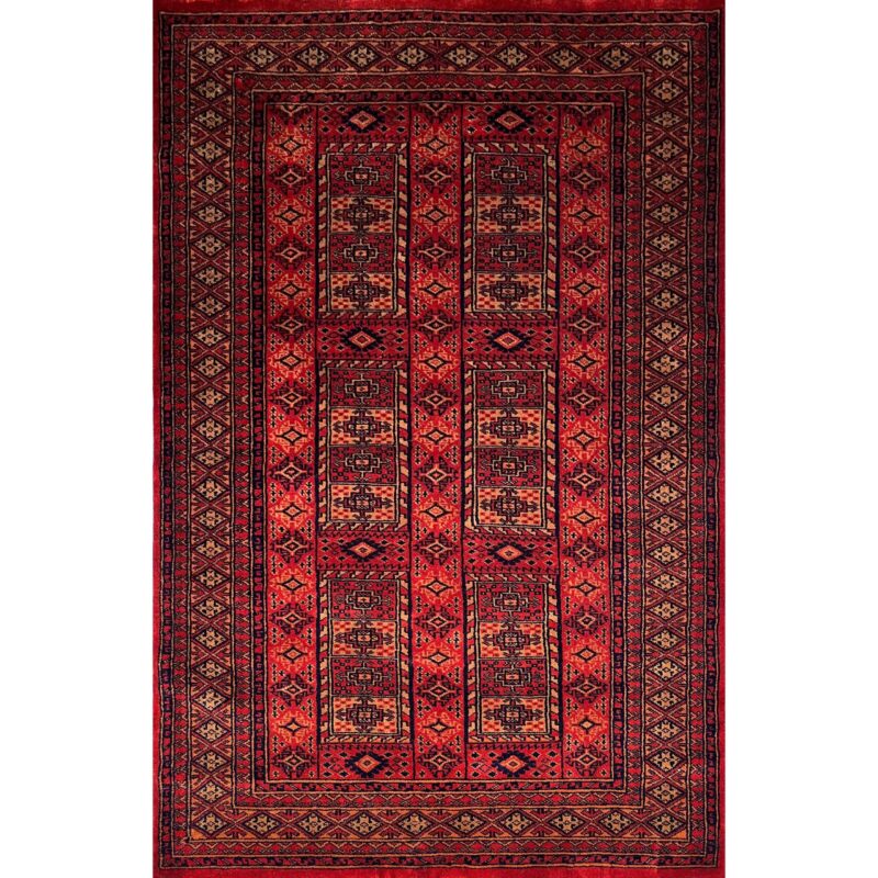 4x6 ft Hand Knotted Wool Rug Red Dubba Tribal