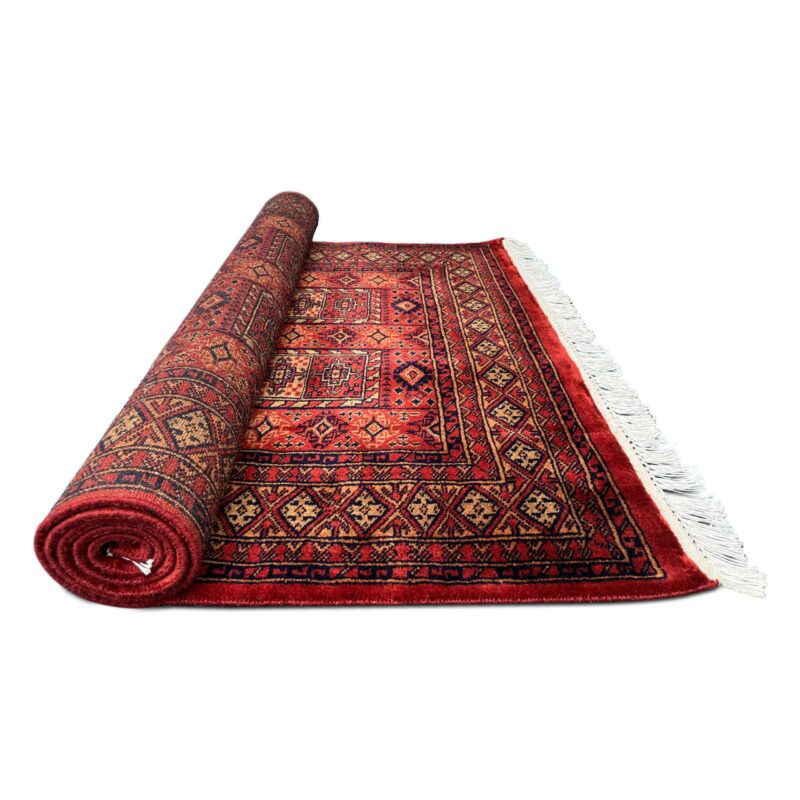 4x6 ft Hand Knotted Wool Rug Red Dubba Tribal - Image 3