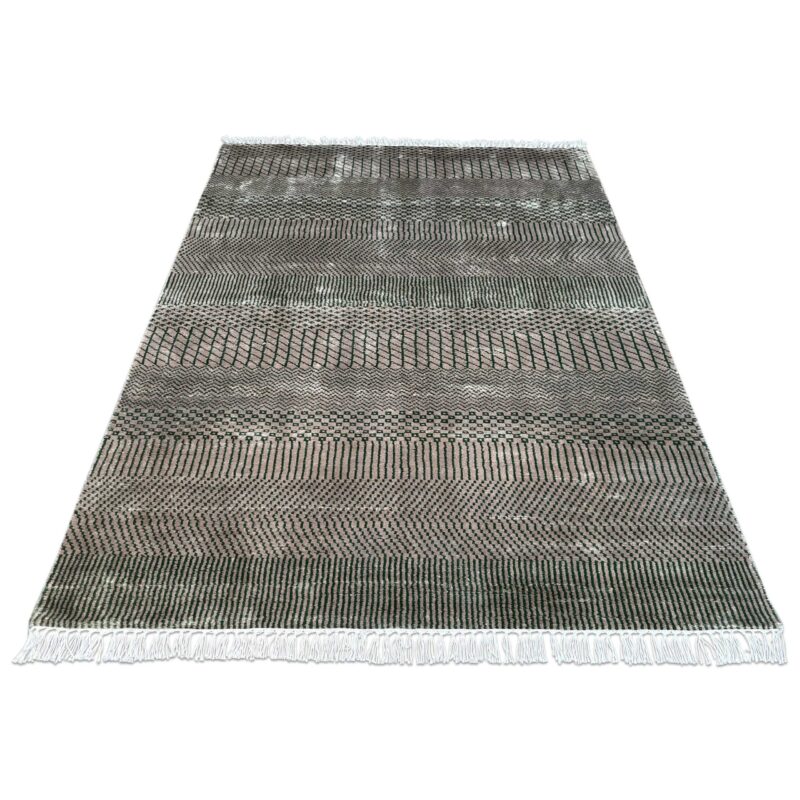 4x6 ft Hand Knotted Modern Rug Beige Grass Design - Image 7