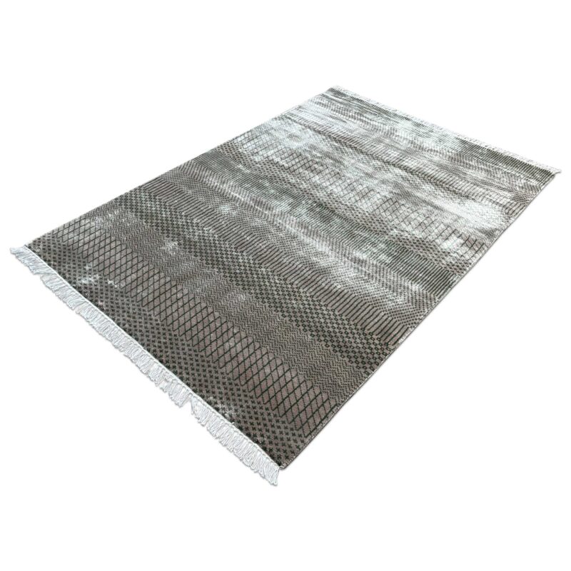 4x6 ft Hand Knotted Modern Rug Beige Grass Design - Image 6