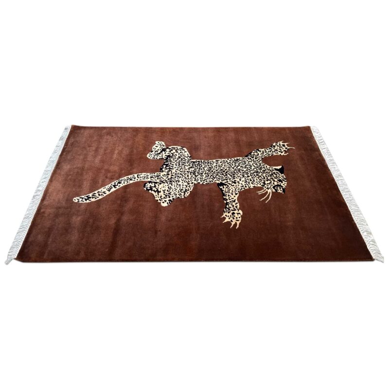 4x6 ft Hand Knotted Woolen Rug Copper Leopard - Image 8