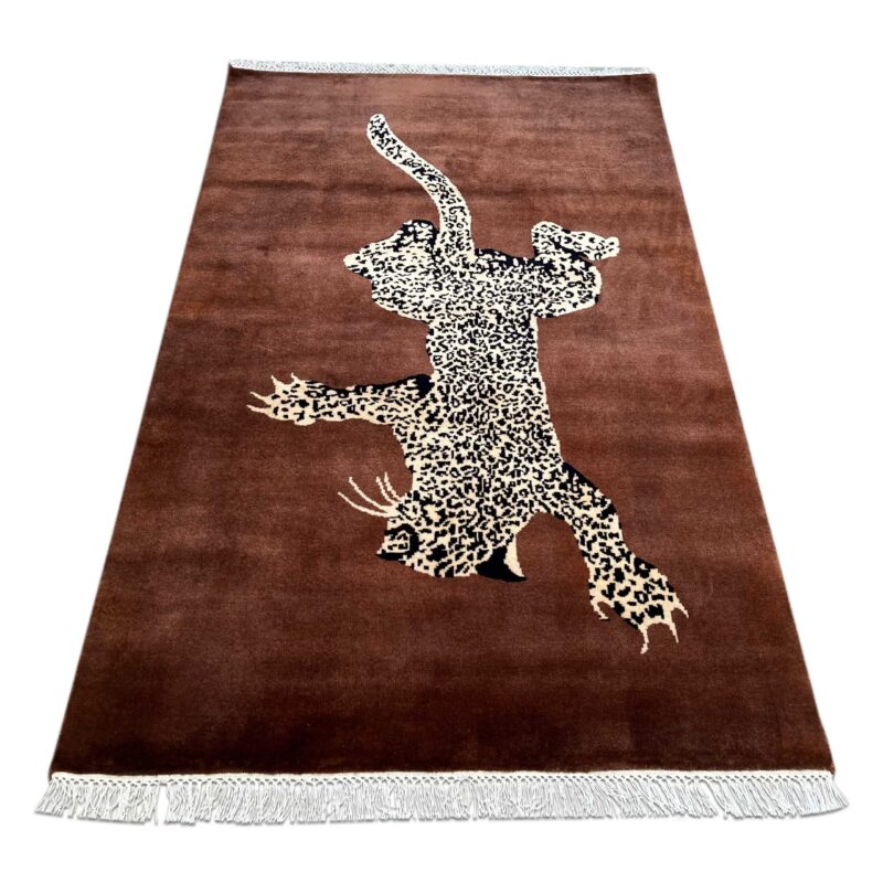 4x6 ft Hand Knotted Woolen Rug Copper Leopard - Image 7