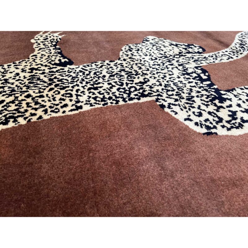 4x6 ft Hand Knotted Woolen Rug Copper Leopard - Image 6