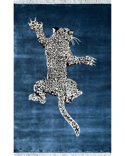 bluish gray leopard rug