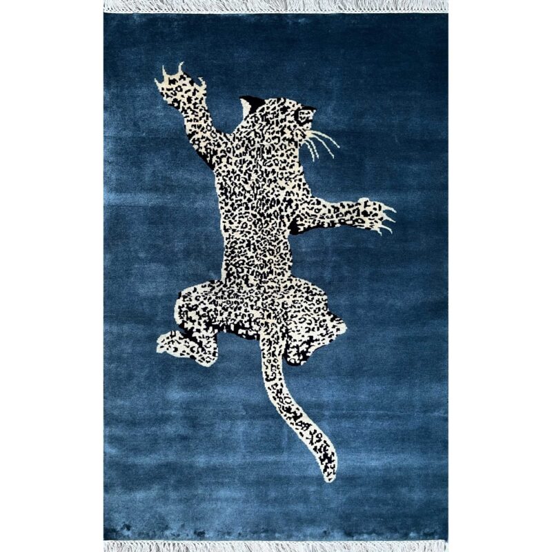 bluish gray leopard rug