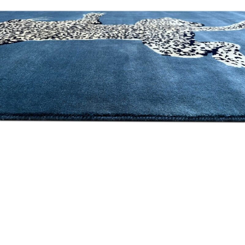 4x6 ft Hand Knotted Wool Rug Bluish Gray Leopard - Image 6