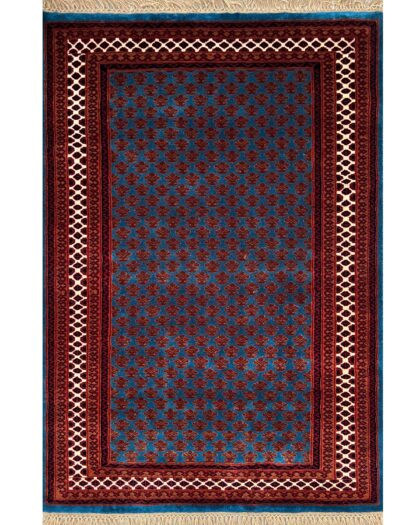 4x6 ft Hand Knotted Wool Rug Blue Lichi