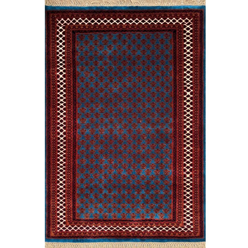 4x6 ft Hand Knotted Wool Rug Blue Lichi