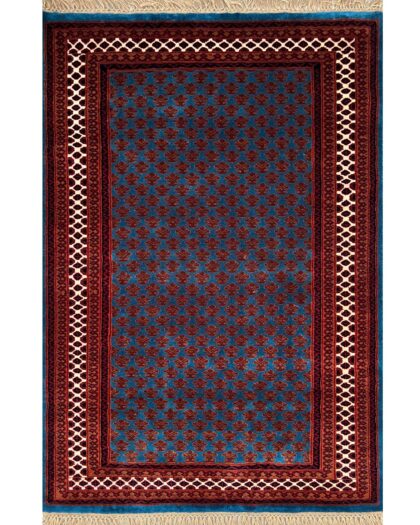 4x6 ft Hand Knotted Wool Rug Blue Lichi