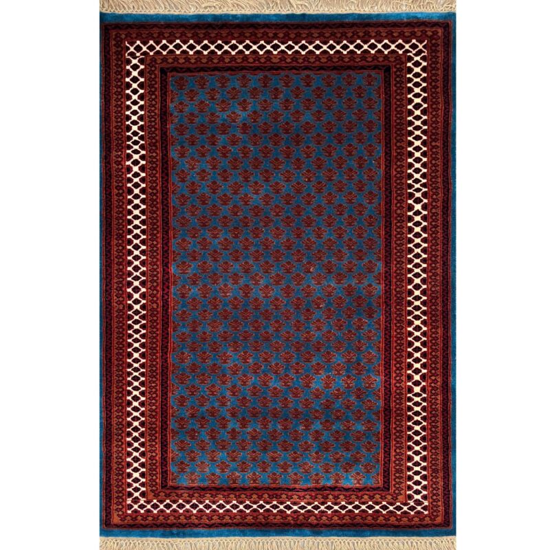 4x6 ft Hand Knotted Wool Rug Blue Lichi