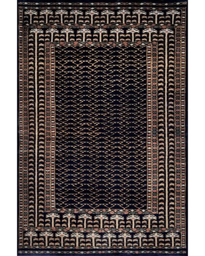 4x6 ft Hand Knotted Woolen Rug Black Parda