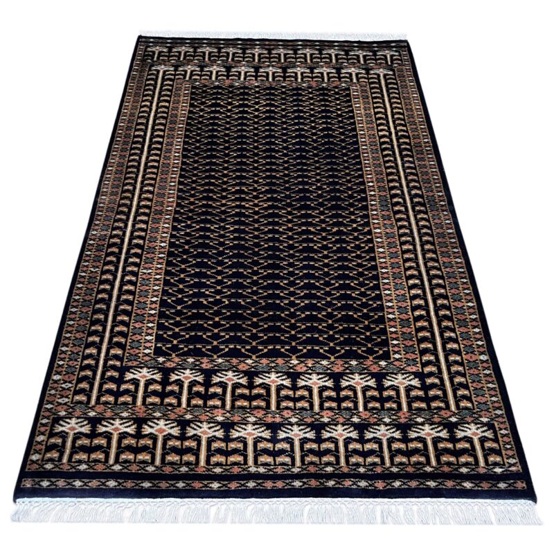 4x6 ft Hand Knotted Woolen Rug Black Parda - Image 2