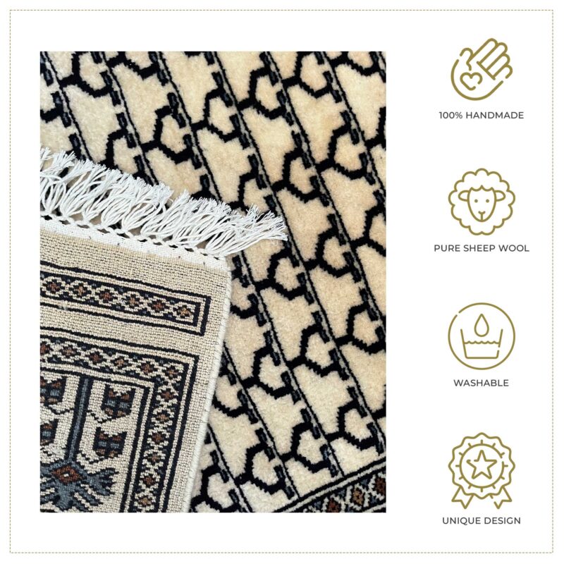 Hand Knotted Wool Rug White Parda - Image 3