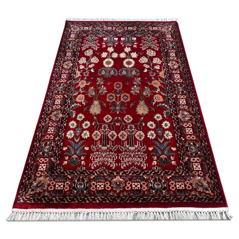 4x6 ft Hand Knotted Wool Rug Floral Red - Image 7