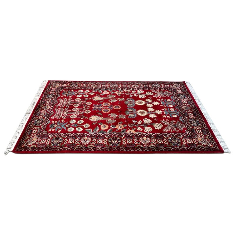 4x6 ft Hand Knotted Wool Rug Floral Red - Image 6