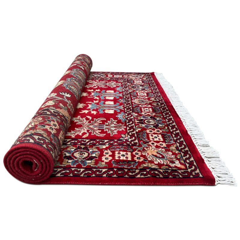 4x6 ft Hand Knotted Wool Rug Floral Red - Image 4