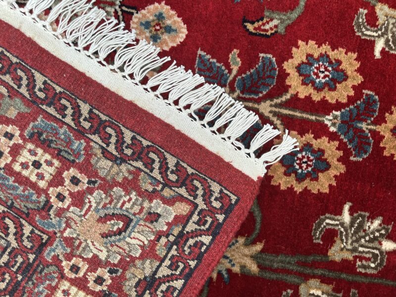 4x6 ft Hand Knotted Wool Rug Floral Red - Image 3