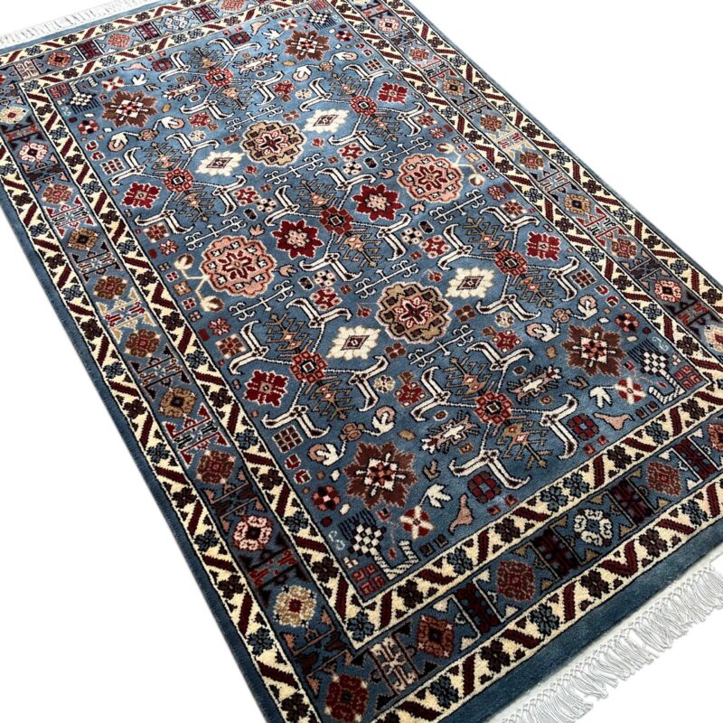4x6 ft Hand Knotted Woolen Rug Gray Floral - Image 5