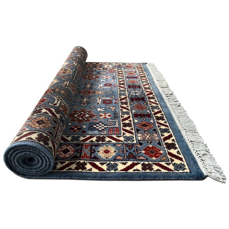 4x6 ft Hand Knotted Woolen Rug Gray Floral - Image 3