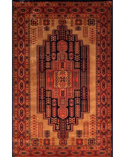 4x6 ft Hand Knotted Wool Rug Black-Brown Teer