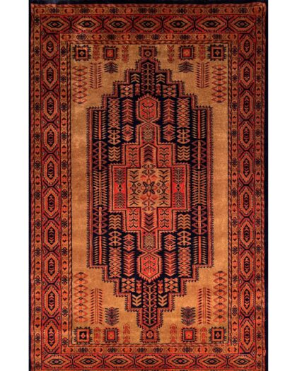 4x6 ft Hand Knotted Wool Rug Black-Brown Teer