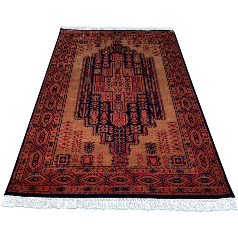4x6 ft Hand Knotted Wool Rug Black-Brown Teer - Image 2