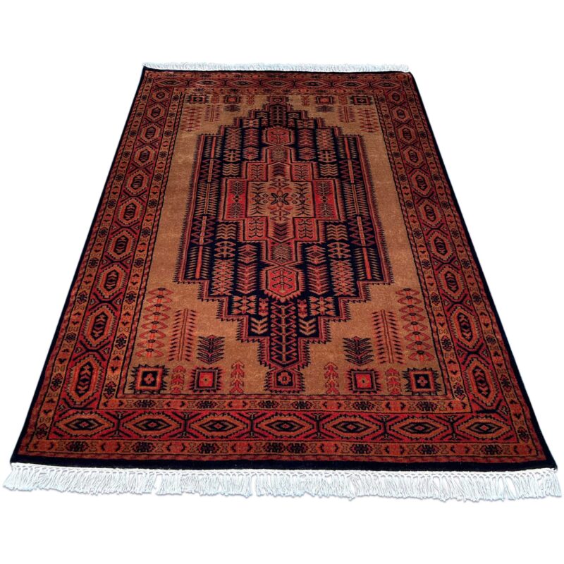 4x6 ft Hand Knotted Wool Rug Black-Brown Teer - Image 2