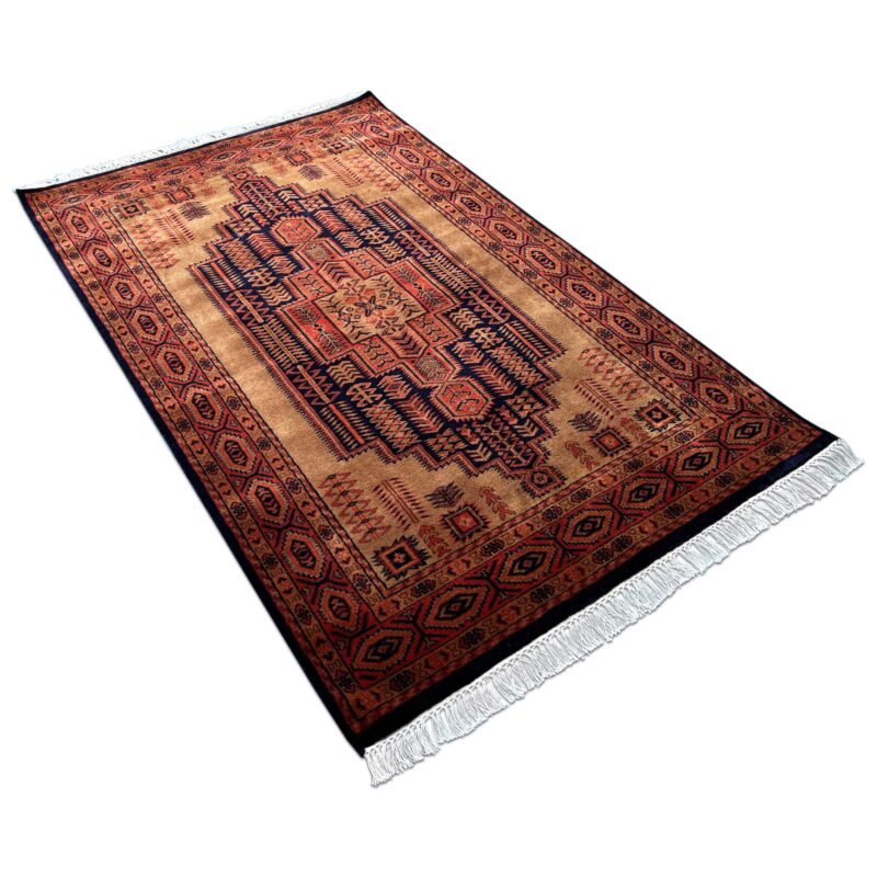 4x6 ft Hand Knotted Wool Rug Black-Brown Teer - Image 6