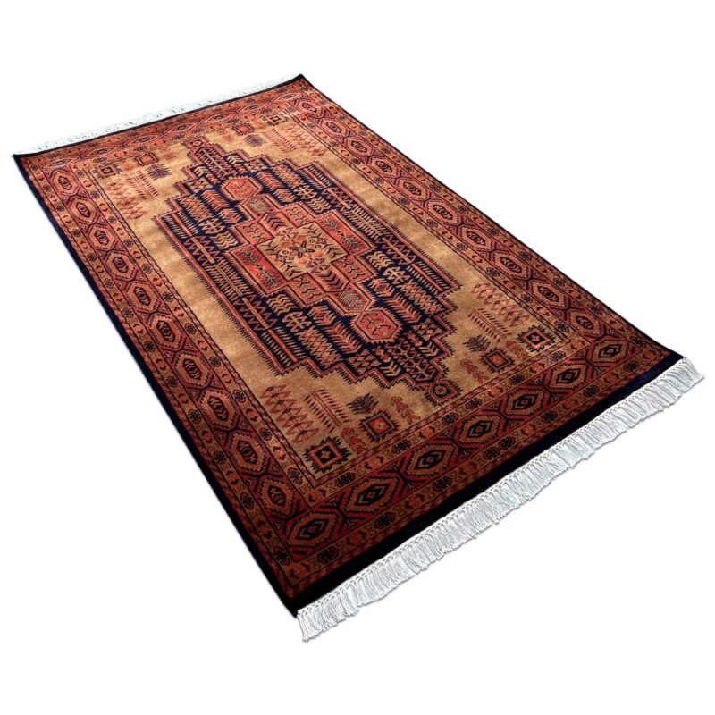 4x6 ft Hand Knotted Wool Rug Black-Brown Teer - Image 6
