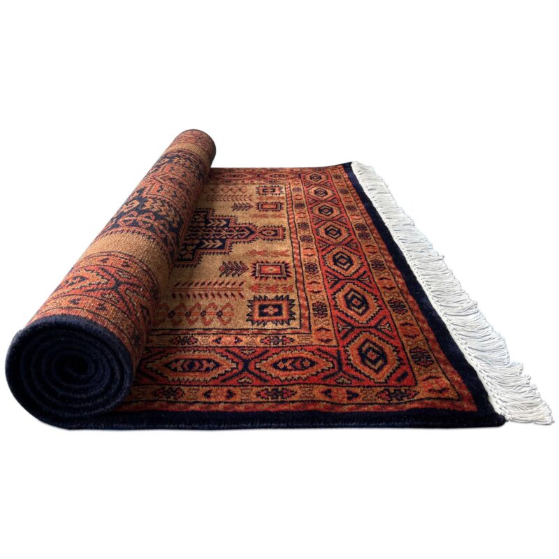 4x6 ft Hand Knotted Wool Rug Black-Brown Teer - Image 3