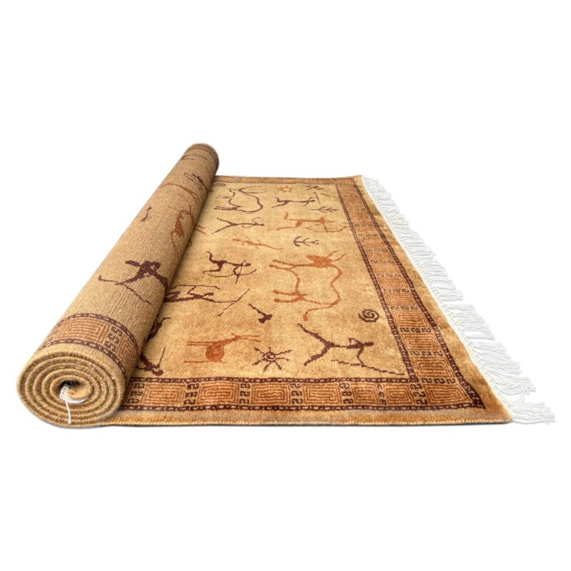 4x6 ft Hand Knotted Wool Rug Camel Trib-Hunt - Image 3